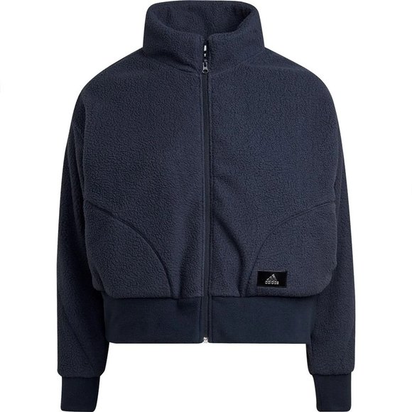 Women's‎ adidas Holidayz Sherpa GT Jacket Size 2X Navy Full Zip Crop Fleece NEW - Picture 2 of 7